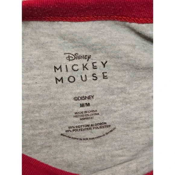 Disney Pajama T Shirt Women's‎ M Gray Mickey Mouse With Santa Hat Sleepwear - Picture 3 of 6
